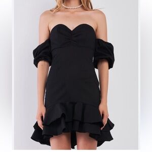 Sugarlips Black Off-Shoulder Bodycon Dress